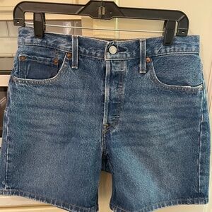 Levi's 501 mid thigh, high waisted, denim shorts